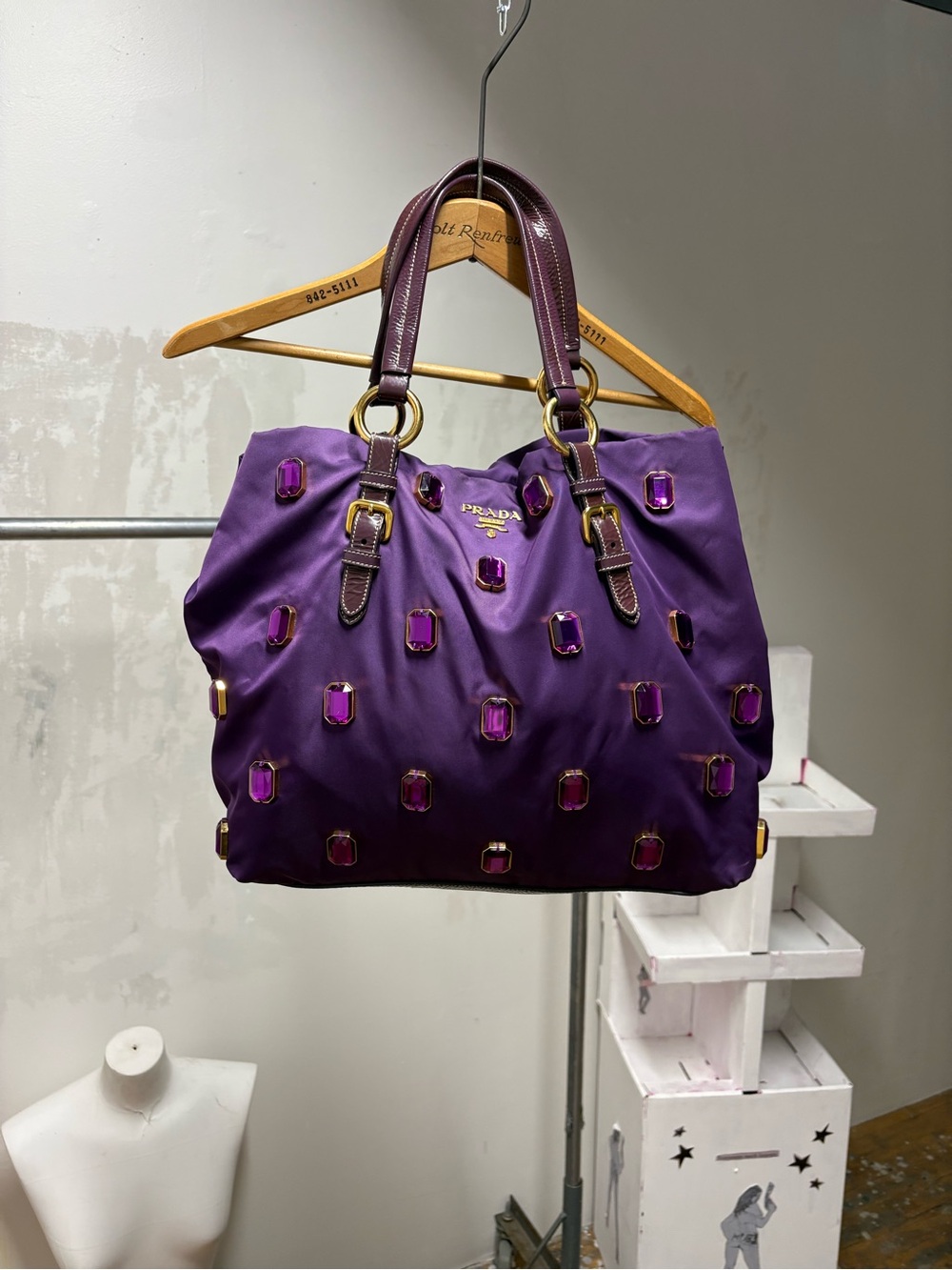 Prada Purple Jeweled Tote Bag - Picture 5 of 10